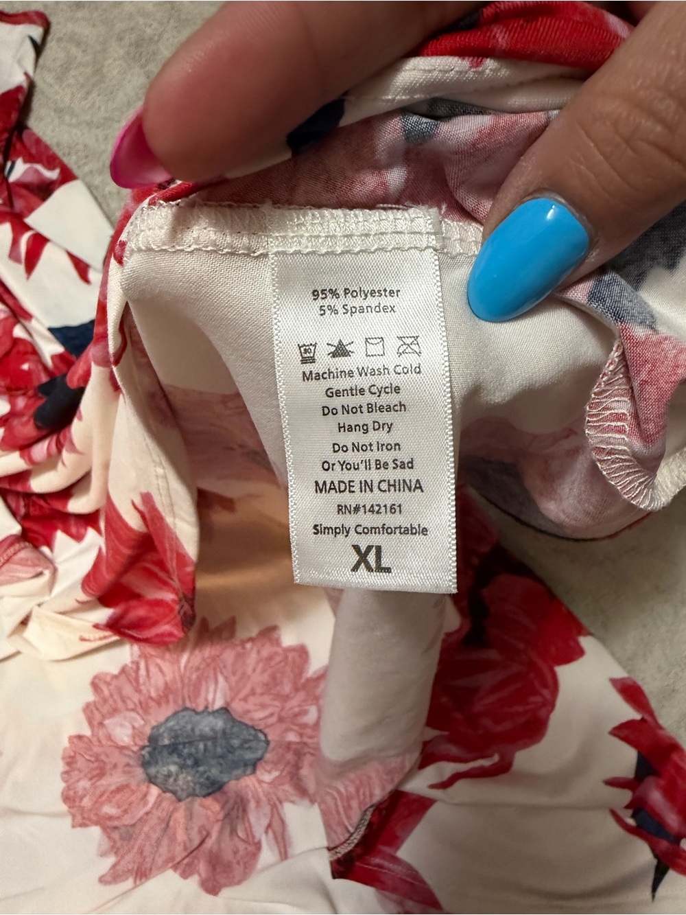 “RARE”NWOT LuLaRoe NICKI White Midi Dress with Red and blue Floral Print XL - Picture 5 of 5